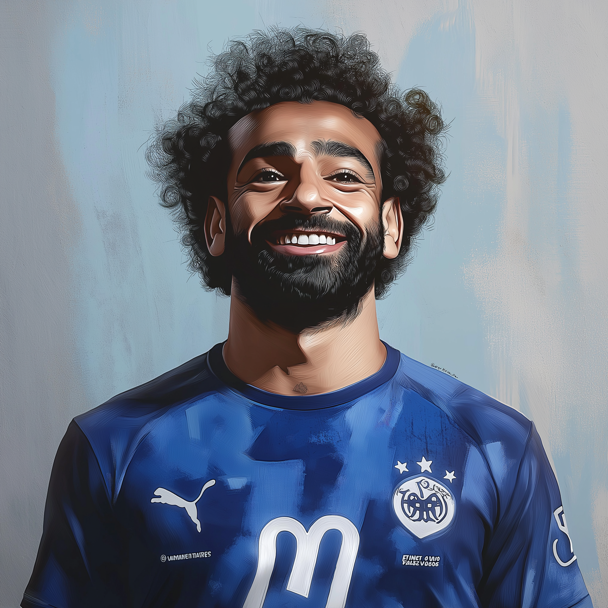 Mohamed Salah wearing Al Hilal tshirst
